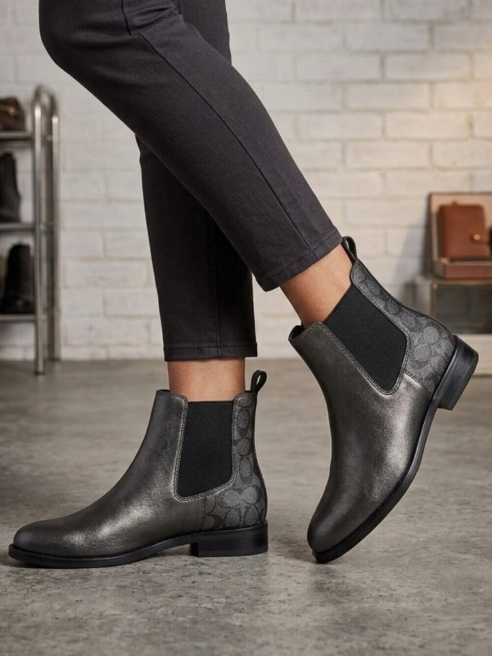 Coach Meredith Signature Black/Charcoal Womens Booties NEW